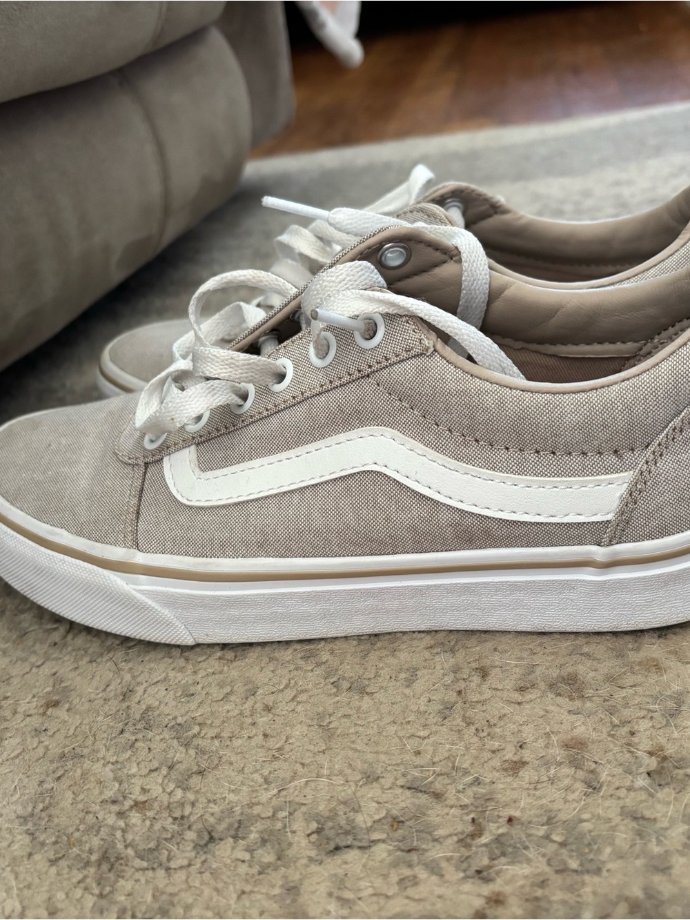 Vans Low Top Sneakers in Taupe with White Stripe